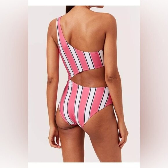 NWT SOLID & STRIPED S the Claudia cosmic stripe cut out bathing suit - Picture 3 of 10